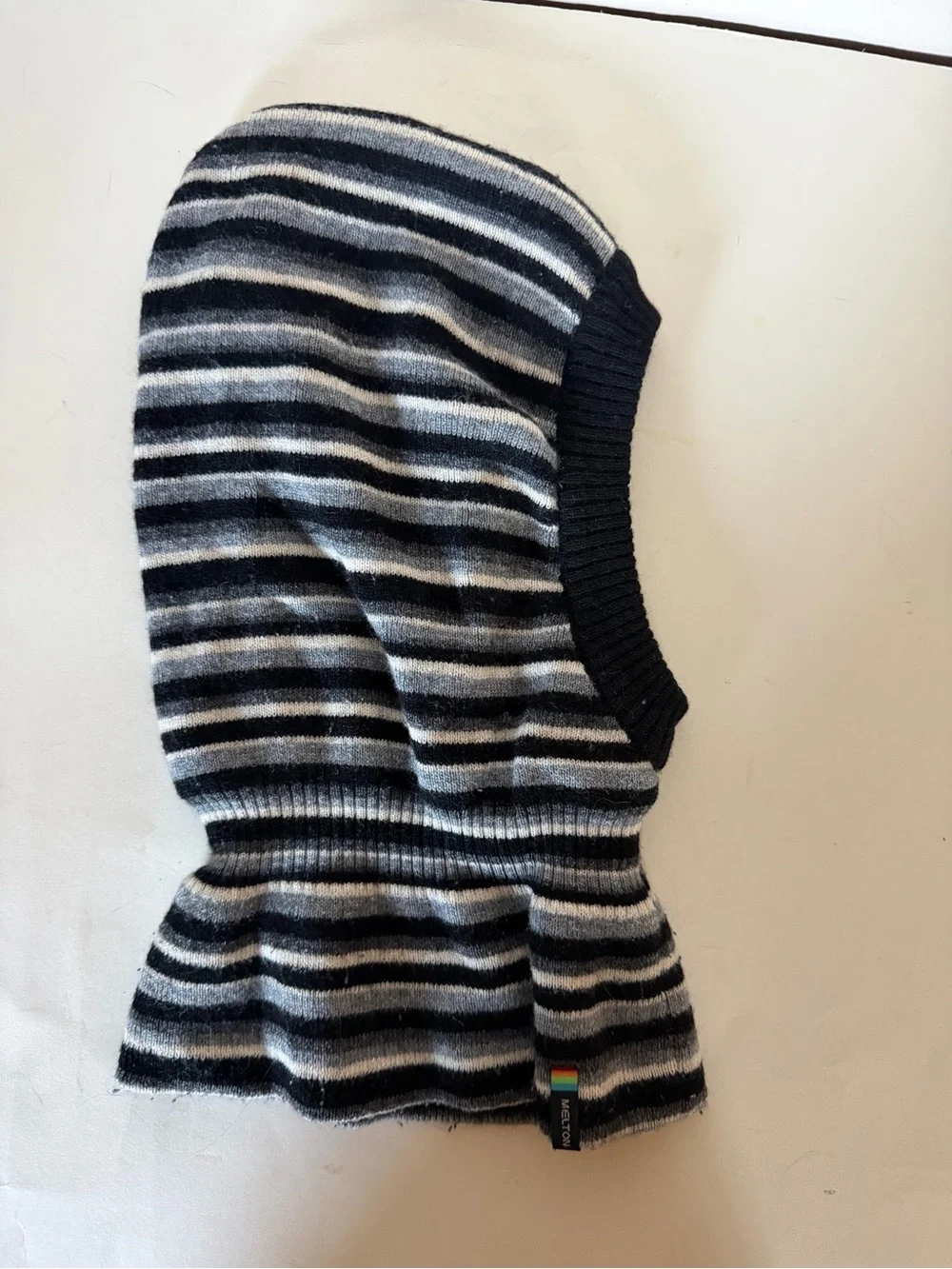 Striped Black and Gray boys wool hat